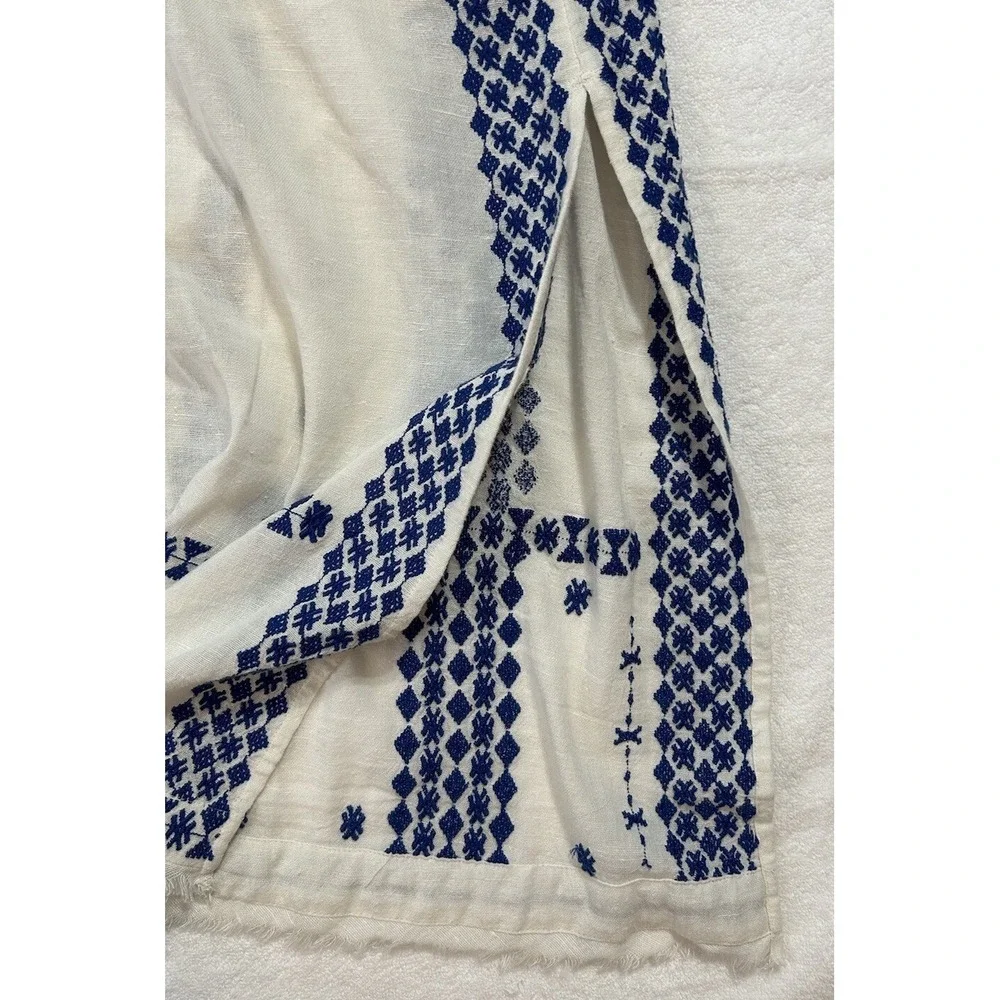 Free People Womens Size L White Blue Wild Romance Sleeveless Midi Dress (S8)
